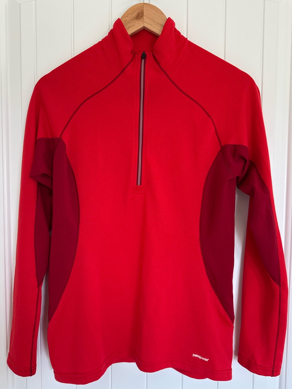 Patagonia Capilene 3 Midweight 1/4 Zip Pullover Red Polartec Base Layer Tops S - Picture 2 of 7